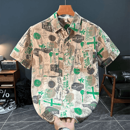 Trendy Artistic Printed Short-Sleeved Shirt