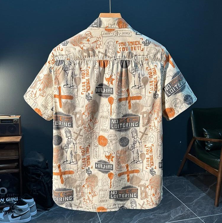 Trendy Artistic Printed Short-Sleeved Shirt