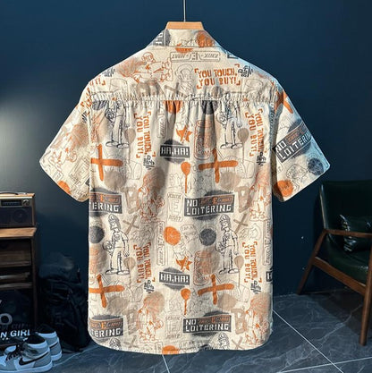 Trendy Artistic Printed Short-Sleeved Shirt
