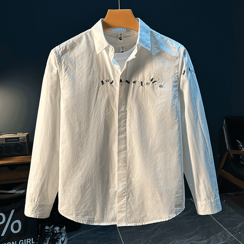White Casual Embroidered Shirt