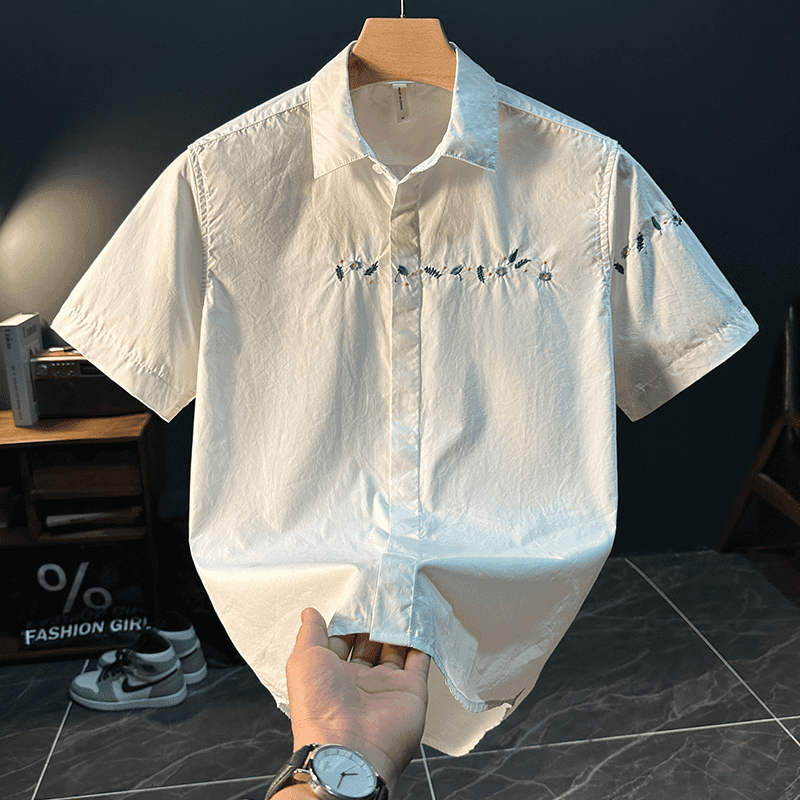White Casual Embroidered Shirt