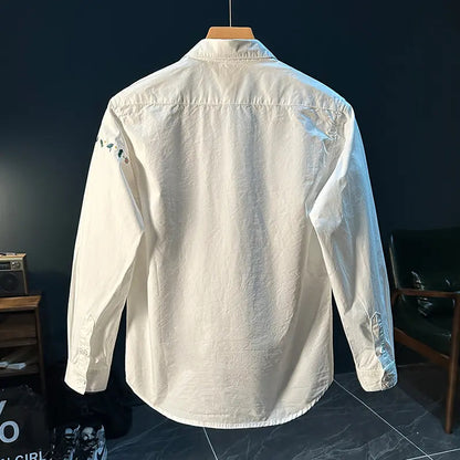 White Casual Embroidered Shirt