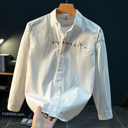 White Casual Embroidered Shirt