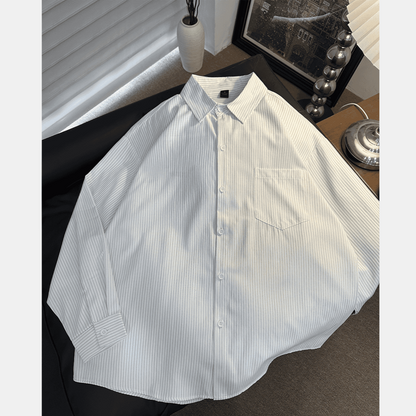 Striped Retro Loose-Fitting Trendy Shirt