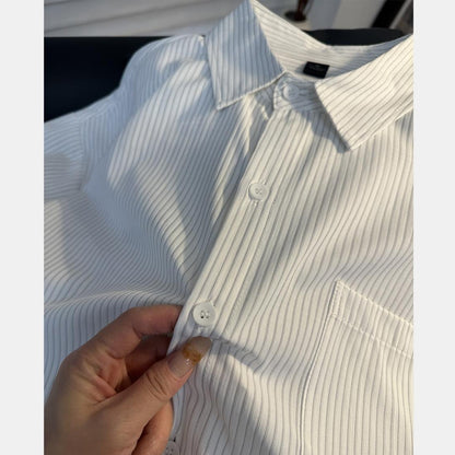 Striped Retro Loose-Fitting Trendy Shirt