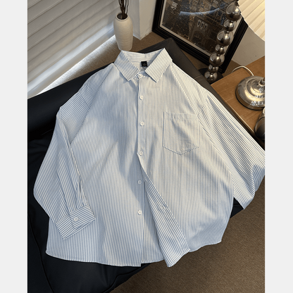 Striped Retro Loose-Fitting Trendy Shirt