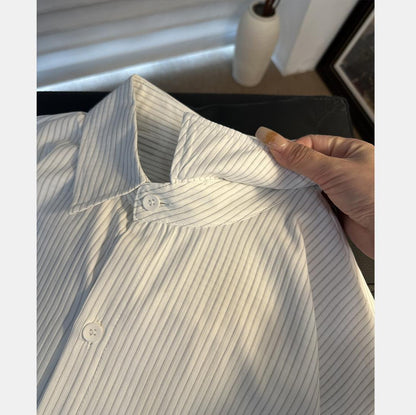 Striped Retro Loose-Fitting Trendy Shirt