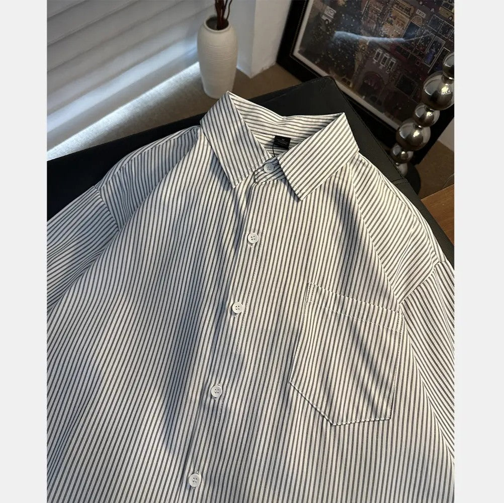Striped Retro Loose-Fitting Trendy Shirt
