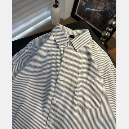 Striped Retro Loose-Fitting Trendy Shirt