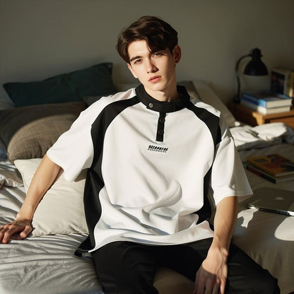 Black and White Color-Blocked Stylish T-shirt