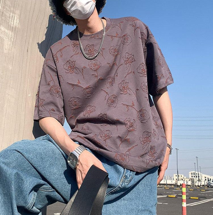Rose Burnout Trendy Distressed T-Shirt