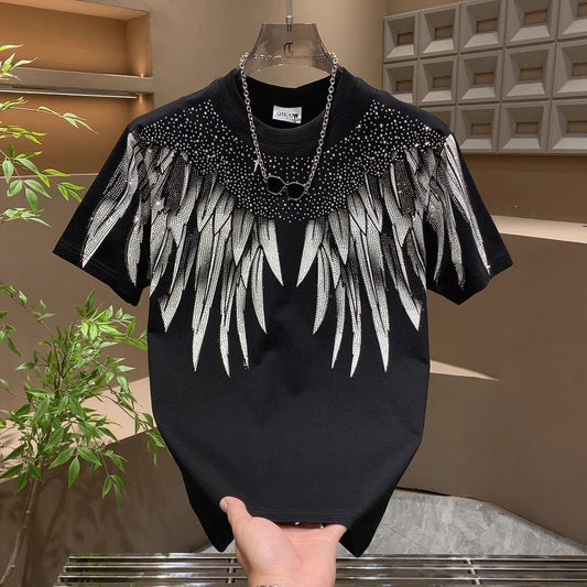 Trendy Casual Rhinestone Wings T-Shirt
