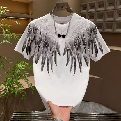 Trendy Casual Crystals Wings T-Shirt